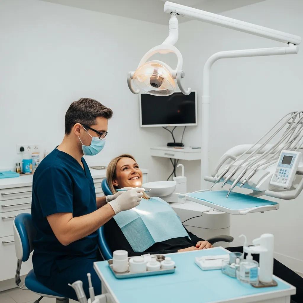 Dental professional performing All-on-4 dental implant procedure in a modern clinic